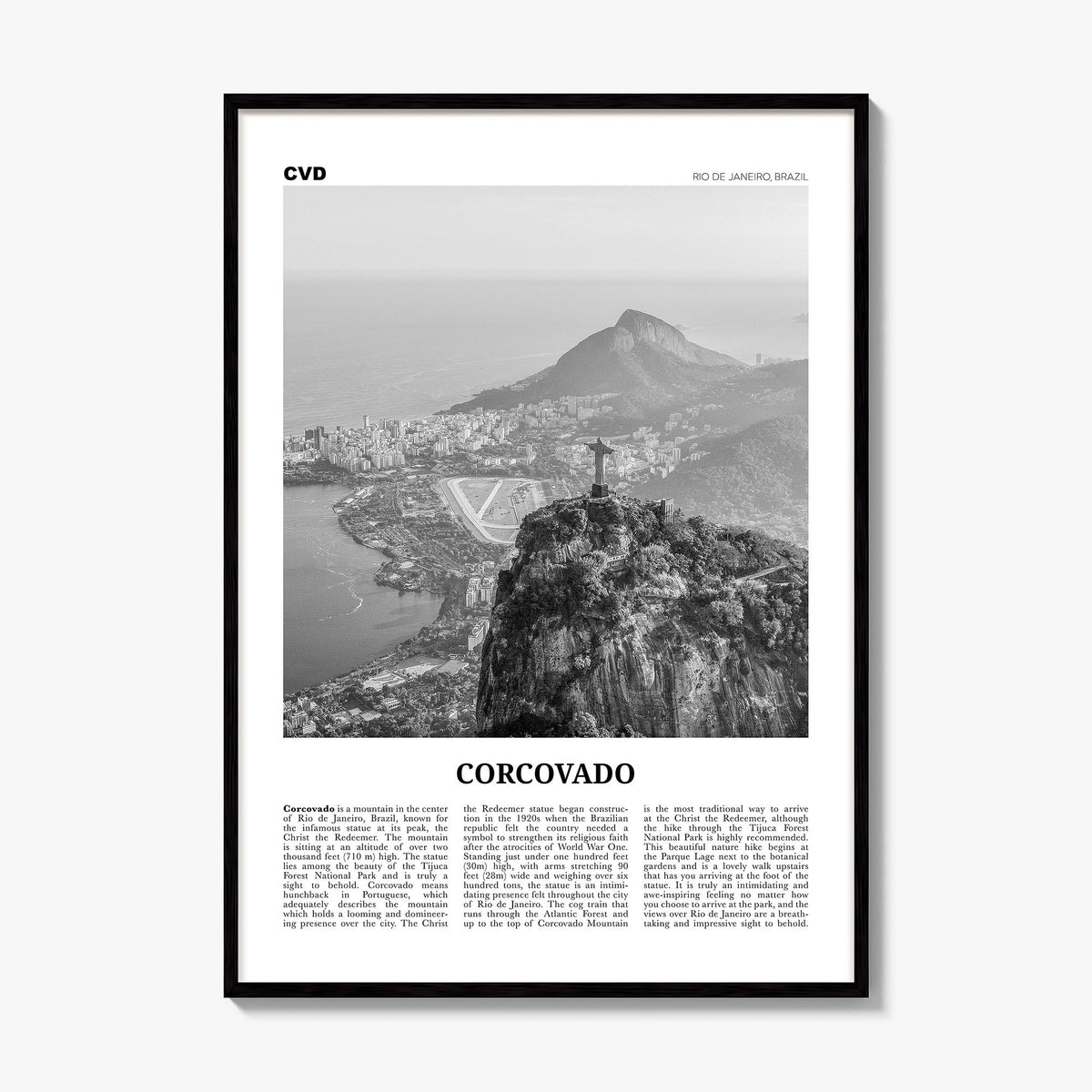 Corcovado Newspaper Poster, framed poster mockup