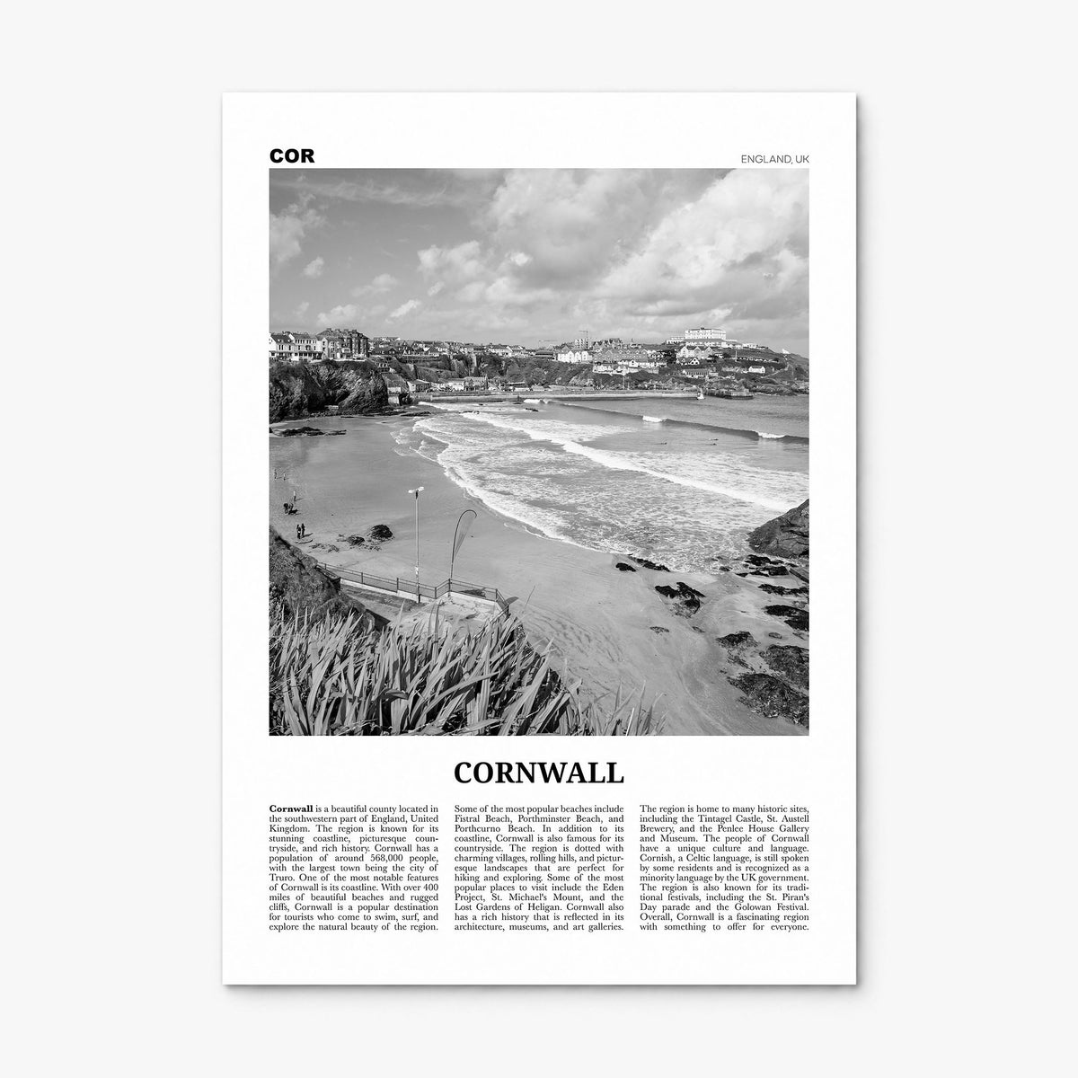 Cornwall Newspaper Poster, print only (unframed)