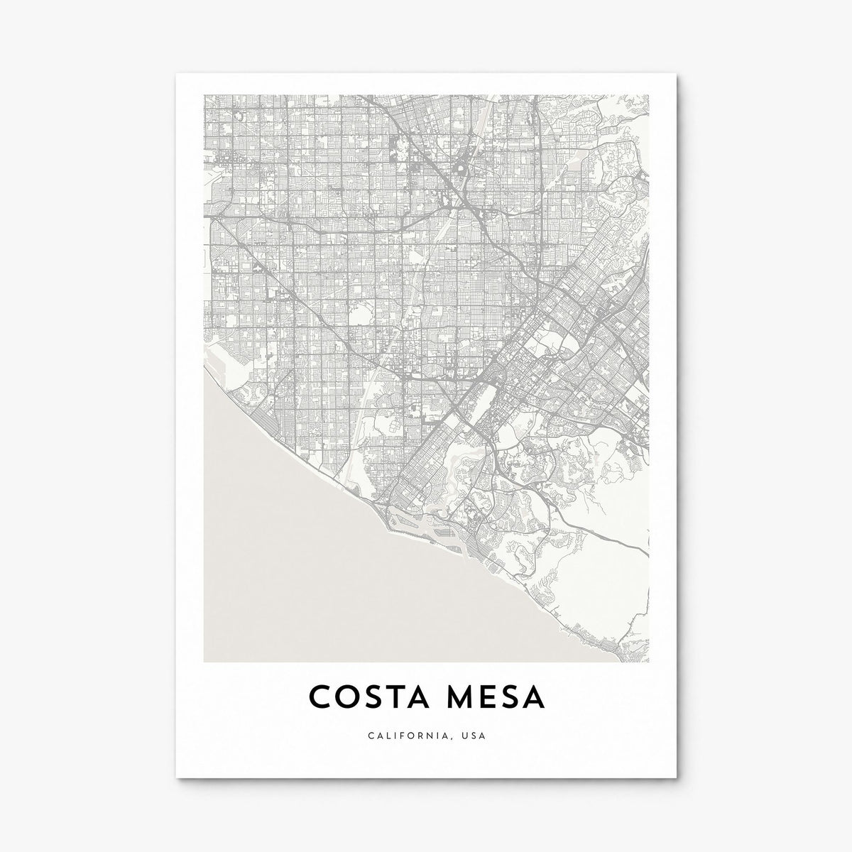 Costa Mesa Map Poster, print only (unframed)