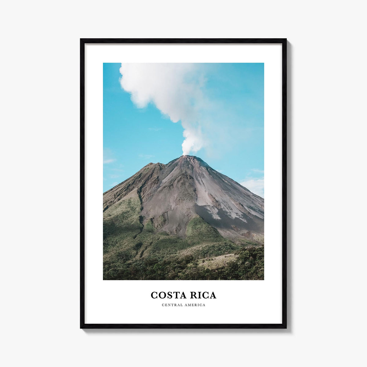 Costa Rica colorful classic poster of Central America – vertical wall art, unframed print shown in interior mockup