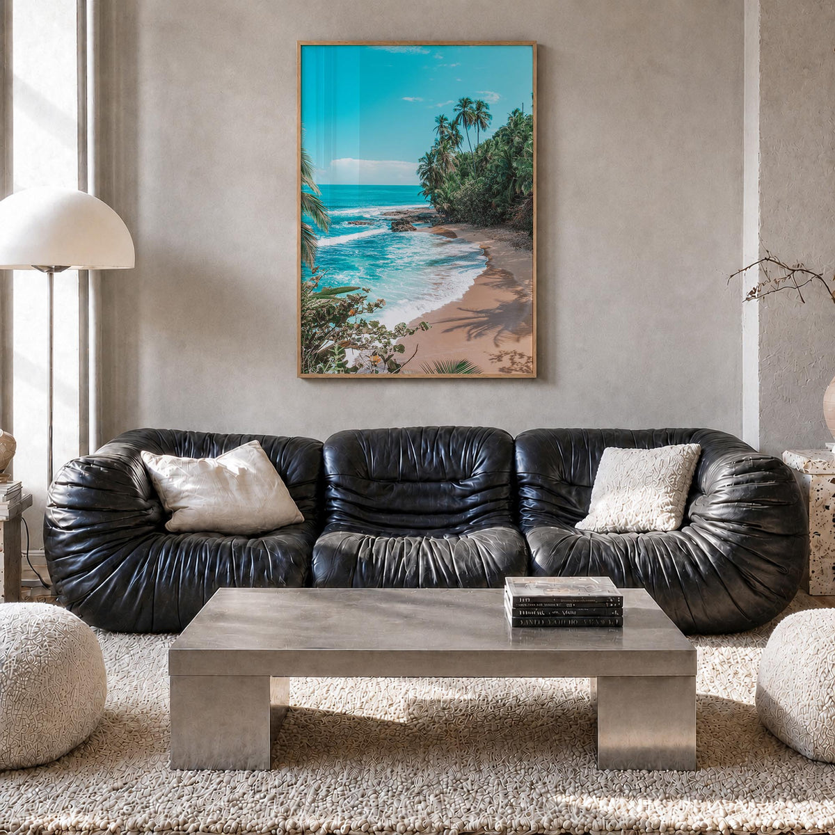 Costa Rica colorful photo poster of Central America – vertical wall art in natural wood frame, hanging on wall