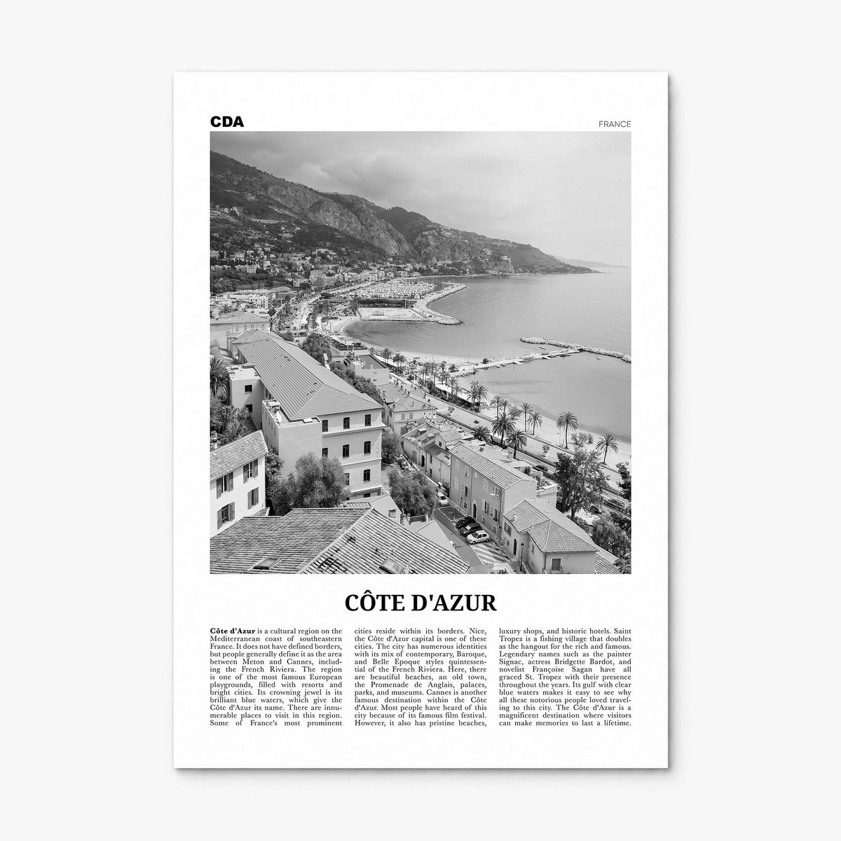 Côte d'Azur Newspaper Poster, print only (unframed)