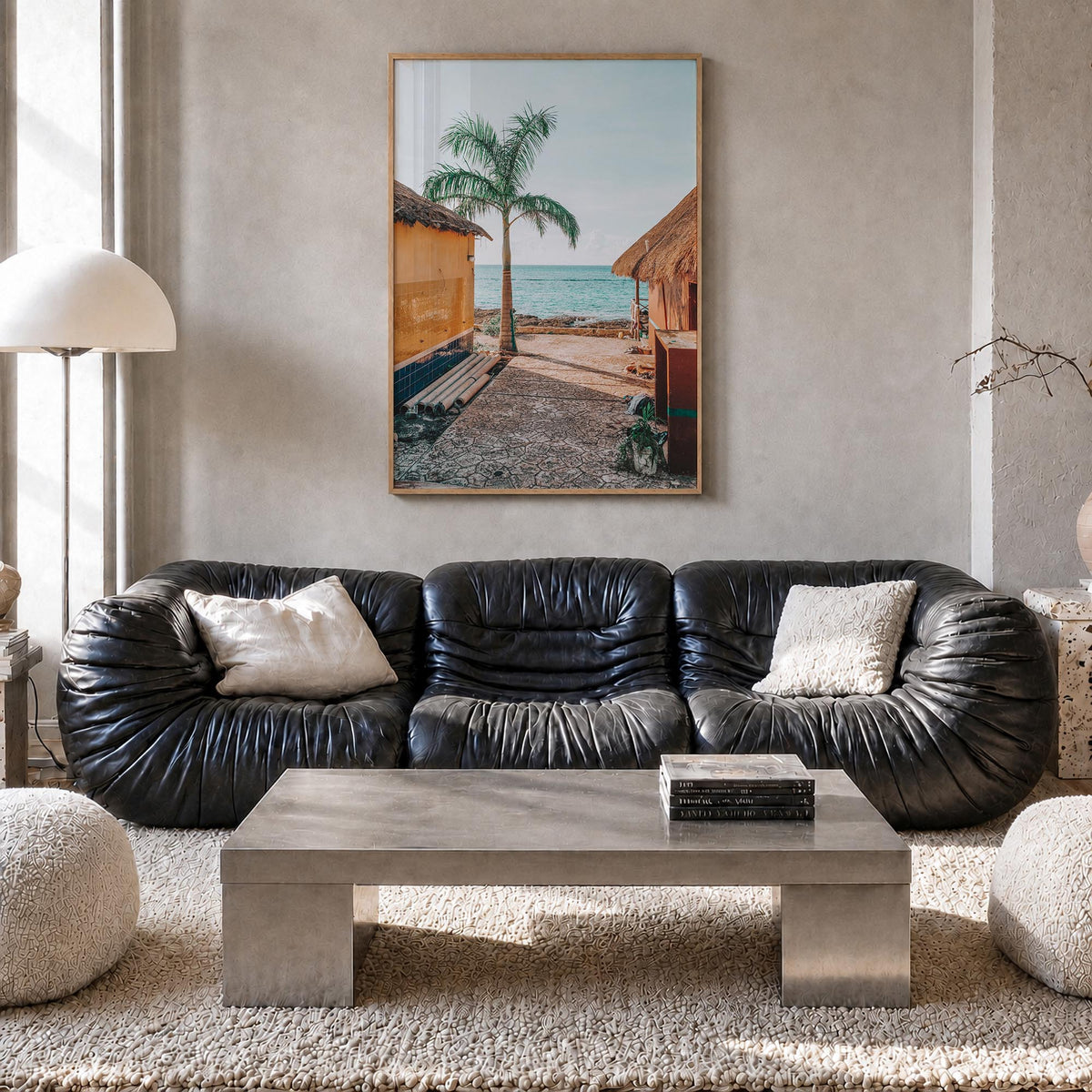 Cozumel no. 1 colorful photo poster of Mexico – vertical wall art in natural wood frame, hanging on wall