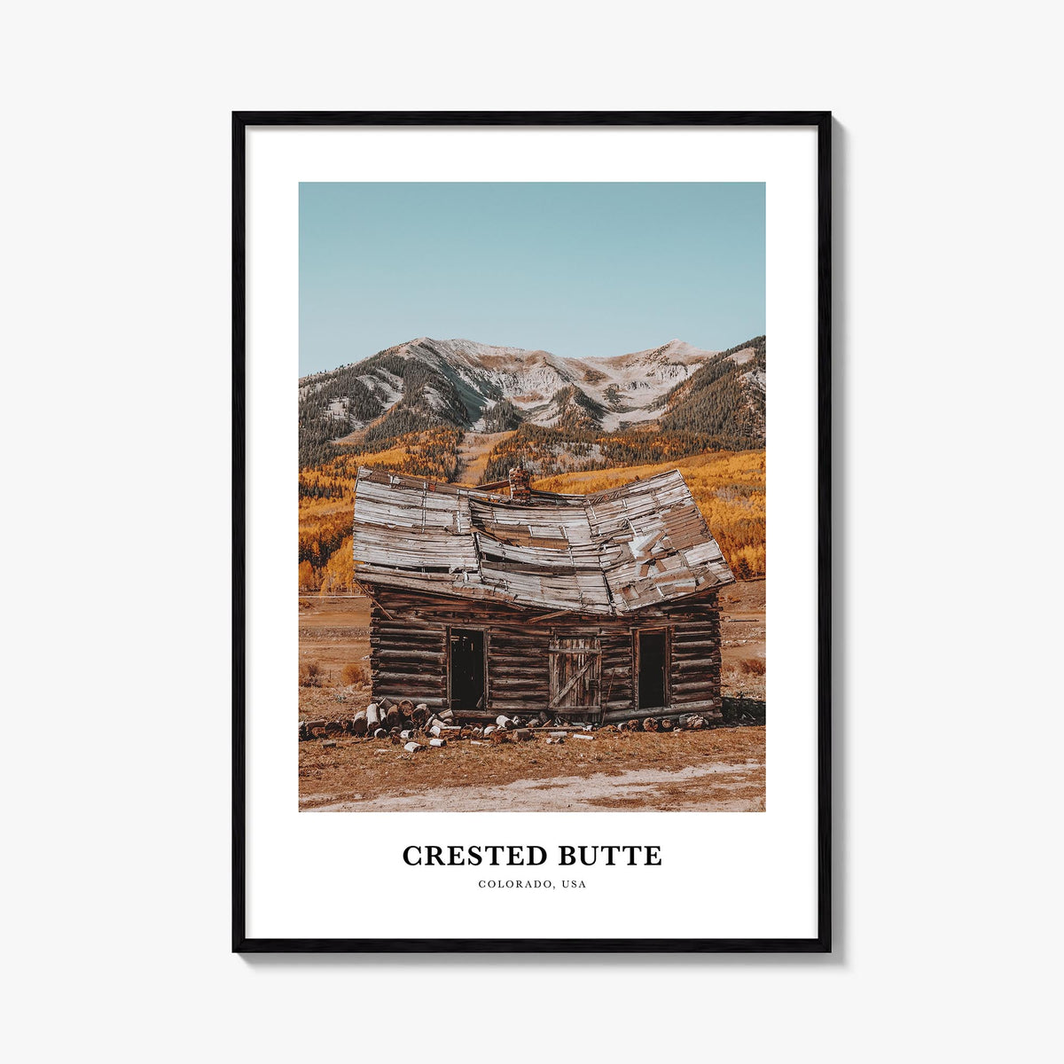 Crested Butte colorful classic poster of Colorado, USA – vertical wall art, unframed print shown in interior mockup