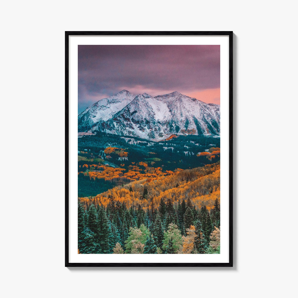 Crested Butte colorful photo poster of Colorado, USA – vertical wall art, unframed print shown in interior mockup