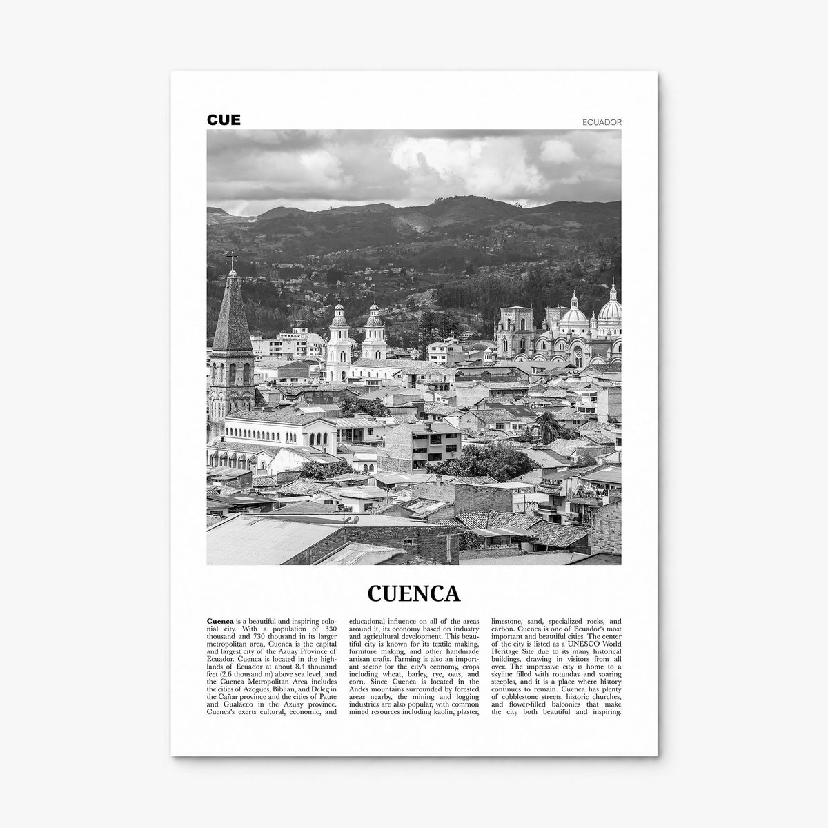 Cuenca, Ecuador Newspaper Poster, print only (unframed)