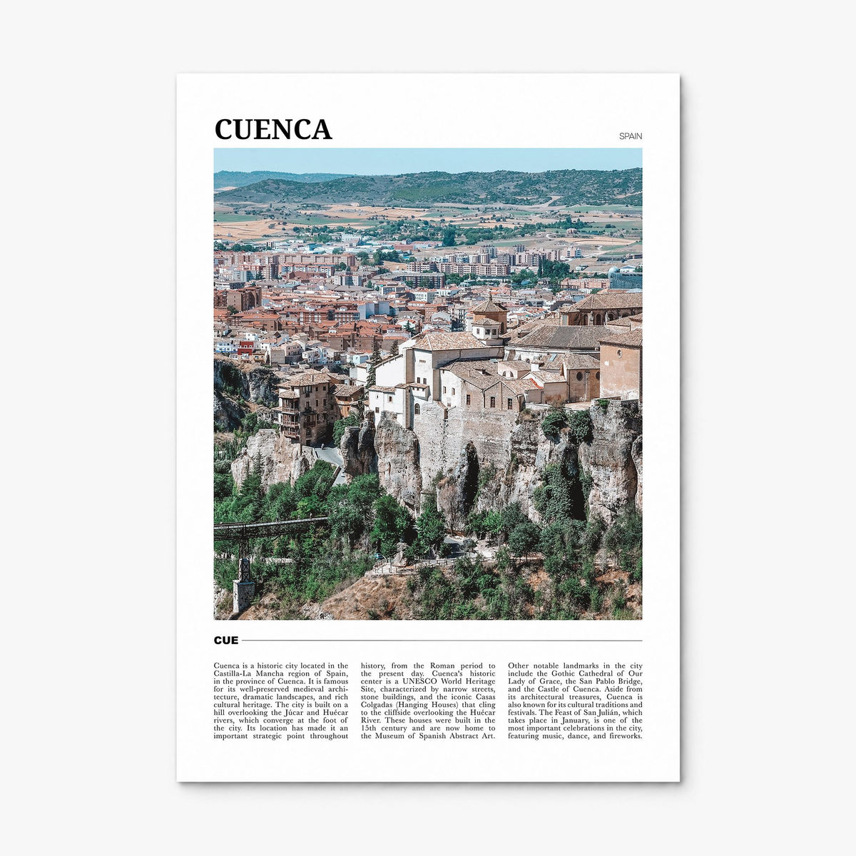 Cuenca, Spain Travel Poster, print only (unframed)
