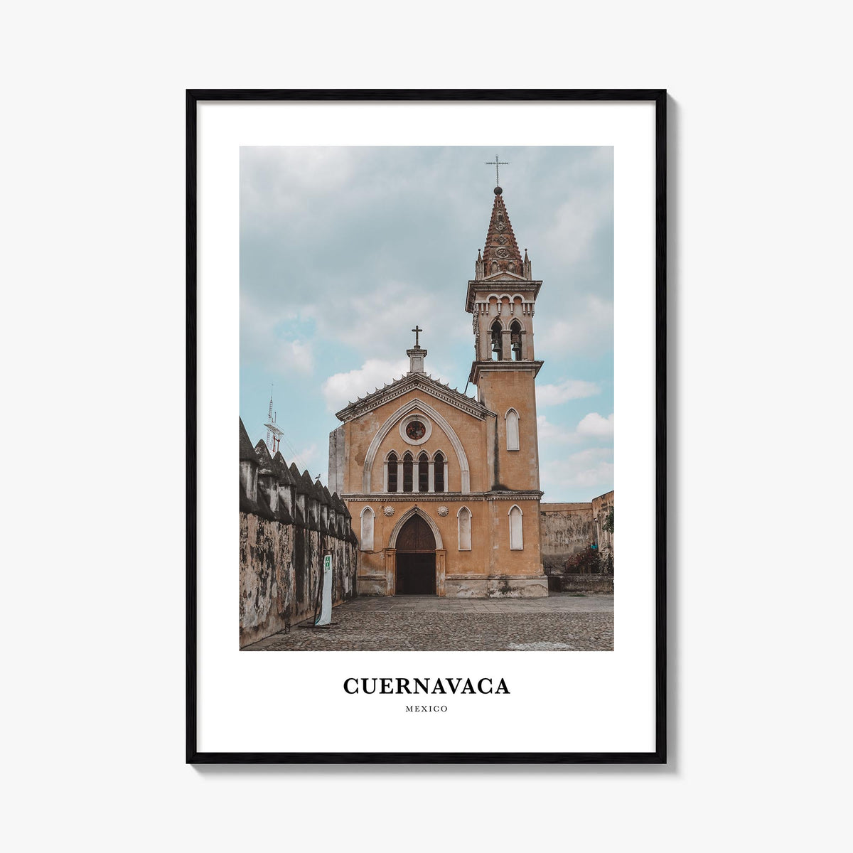 Cuernavaca colorful classic poster of Mexico – vertical wall art, unframed print shown in interior mockup