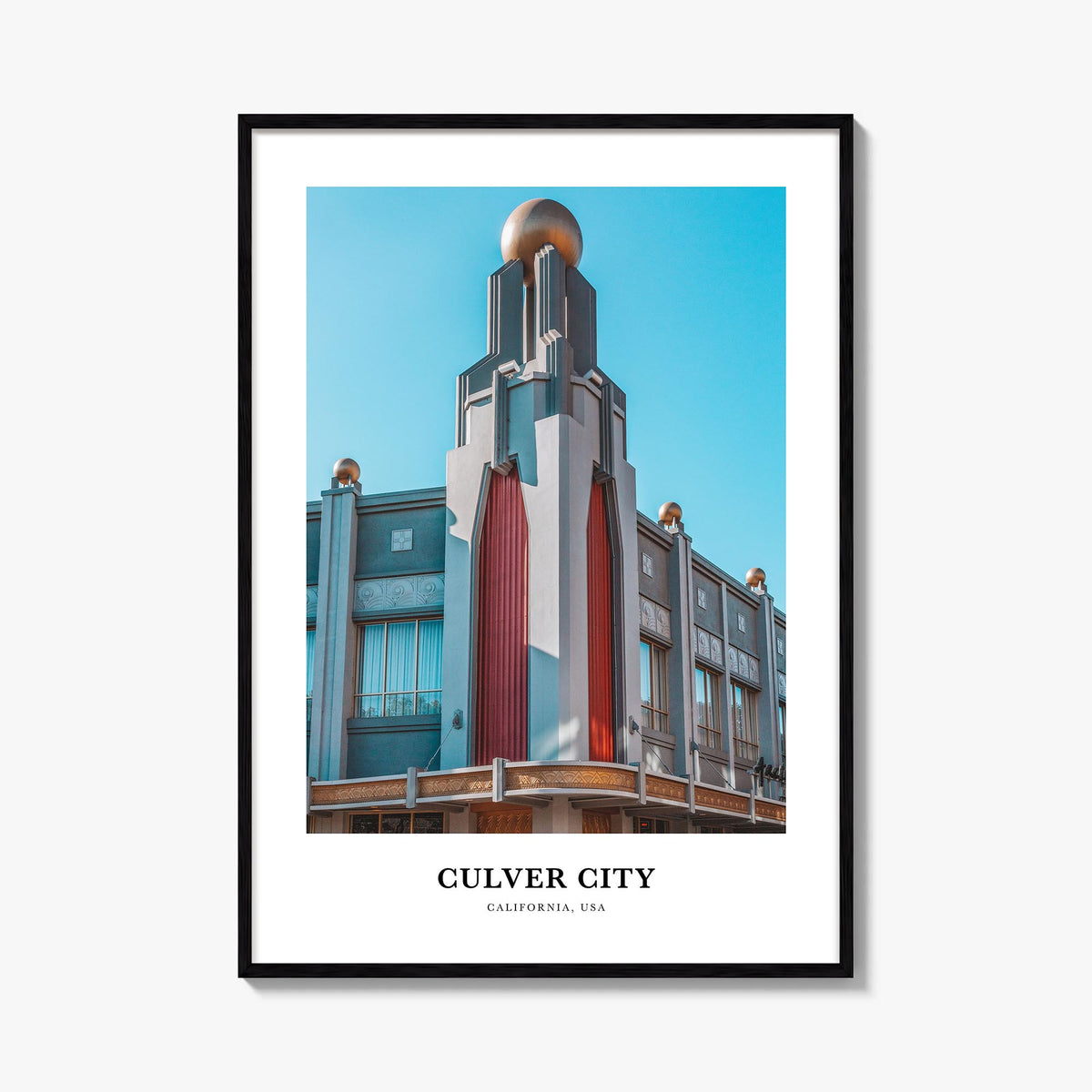 Culver City colorful classic poster of California, USA – vertical wall art, unframed print shown in interior mockup