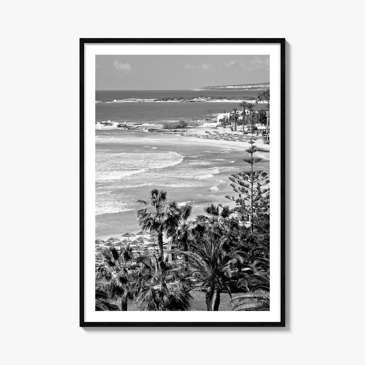 Cyprus black & white photo poster of Europe – vertical wall art, unframed print shown in interior mockup