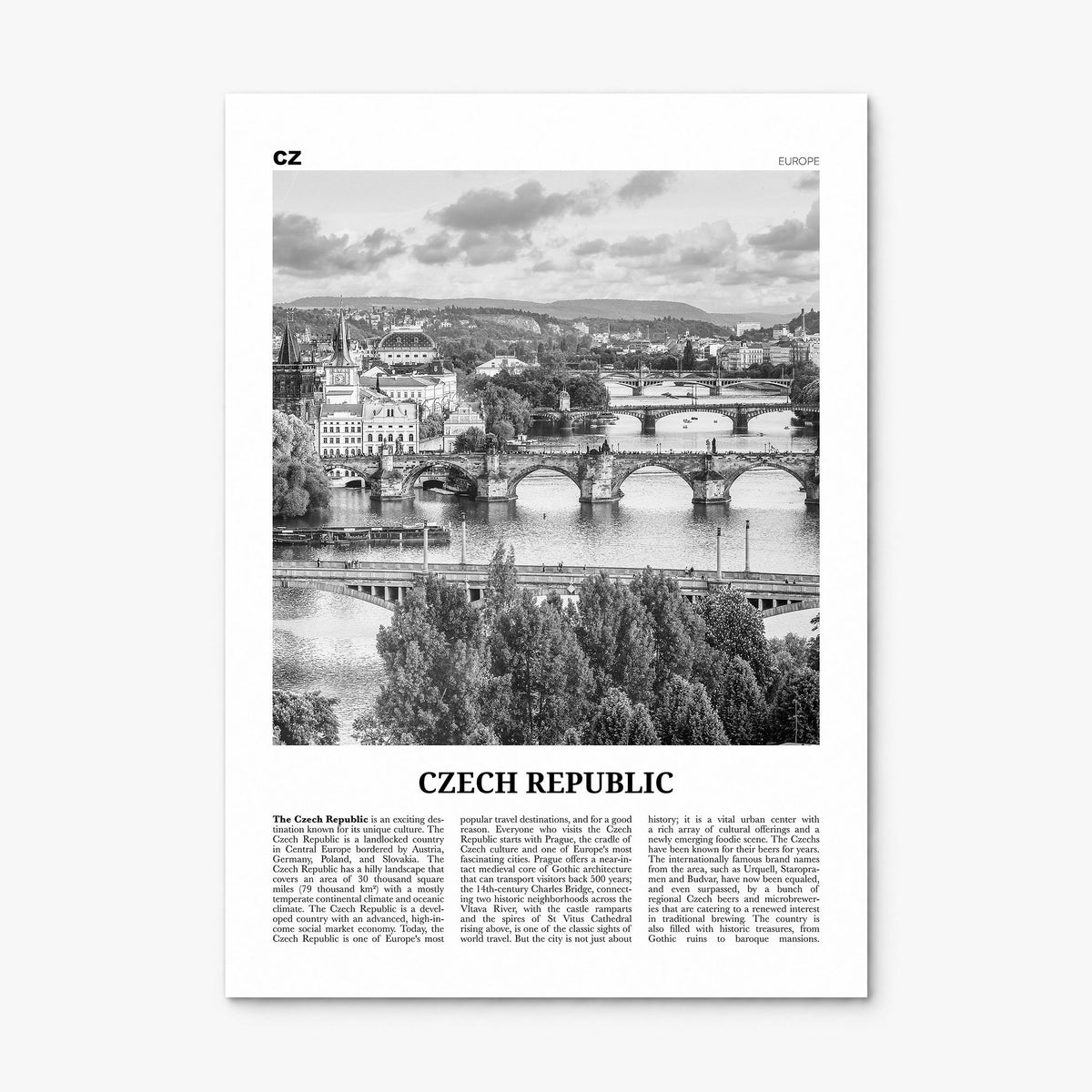 Czech Republic Newspaper Poster, print only (unframed)