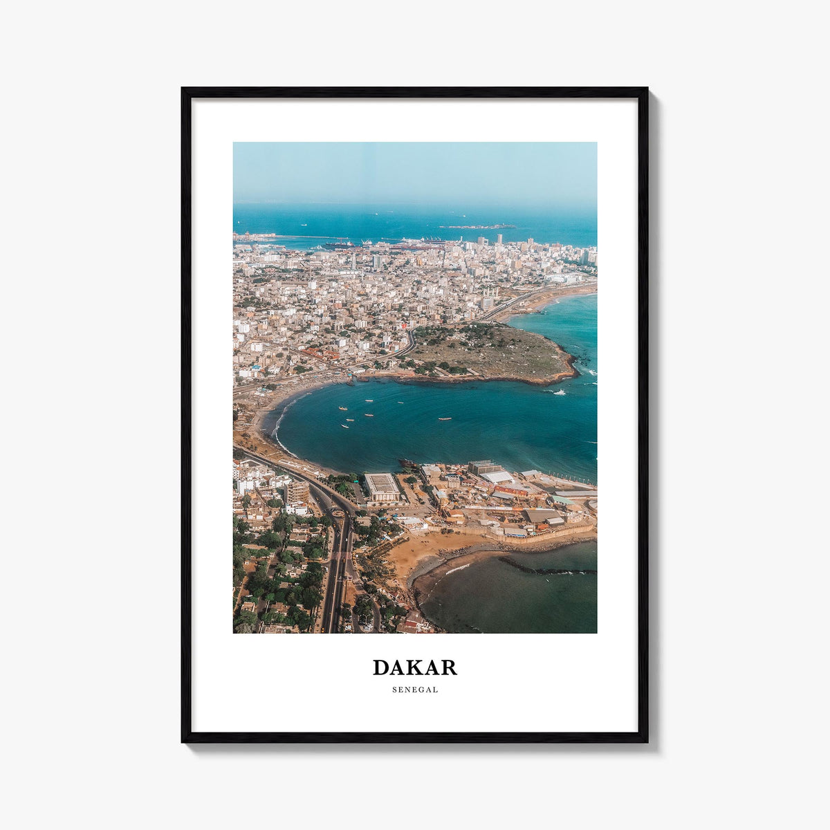 Dakar colorful classic poster of Senegal – vertical wall art, unframed print shown in interior mockup