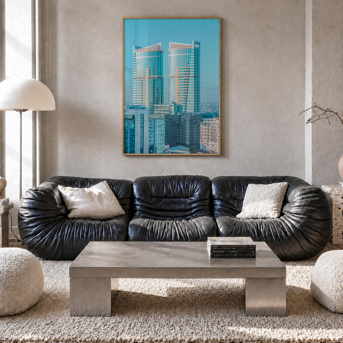 Dar es Salaam colorful photo poster of Tanzania – vertical wall art in natural wood frame, hanging on wall