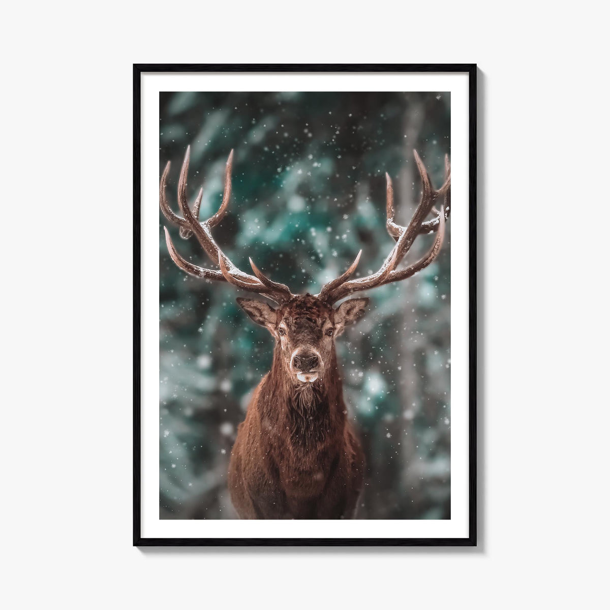 Deer no. 2 colorful photo poster – vertical wall art, unframed print shown in interior mockup