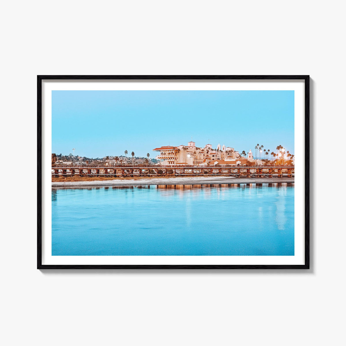 Del Mar colorful photo poster of California, USA – horizontal wall art, unframed print shown in interior mockup
