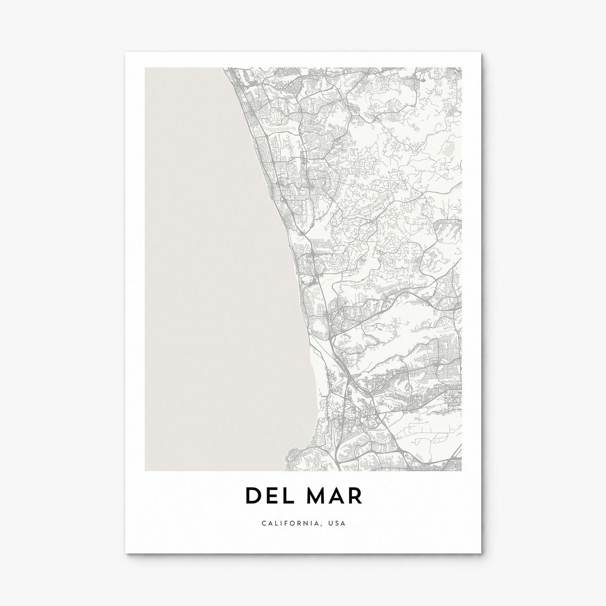 Del Mar Map Poster, print only (unframed)