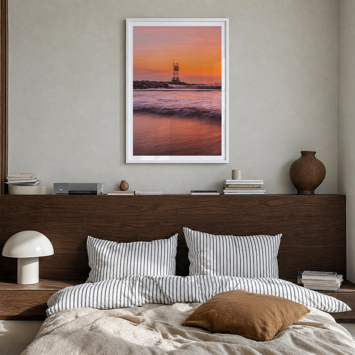 Delaware colorful photo poster of United States – vertical wall art in white wood frame with white border, hanging on wall