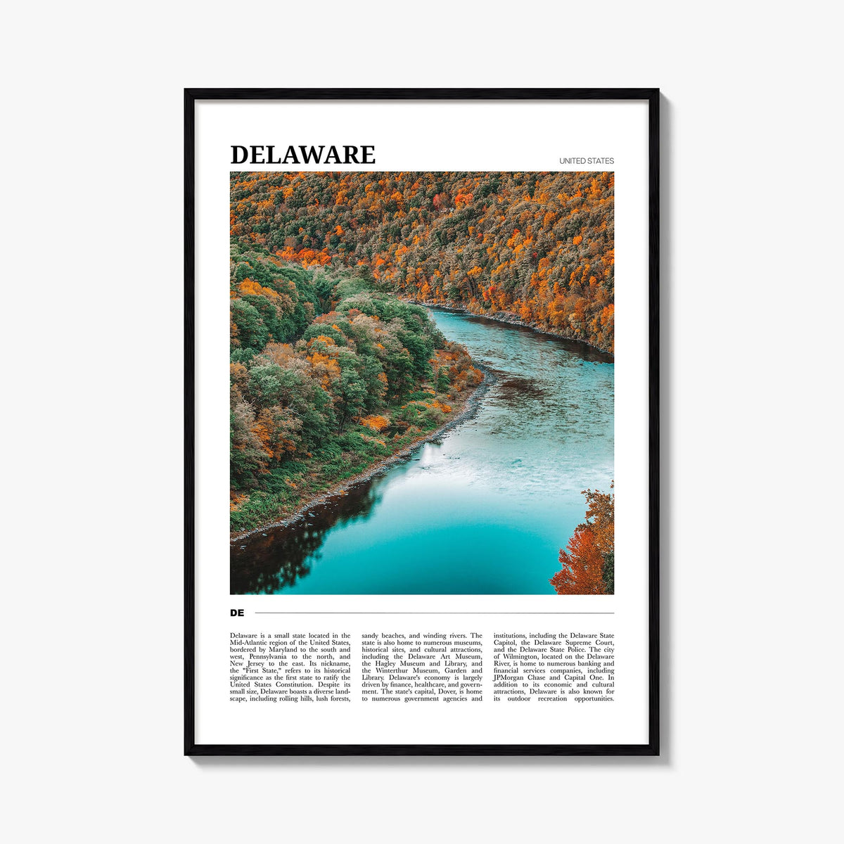 Delaware no. 1 colorful travel poster of United States – vertical wall art, unframed print shown in interior mockup