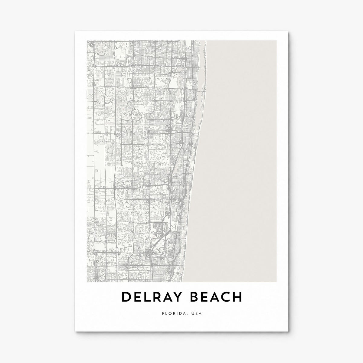 Delray Beach Map Poster, print only (unframed)