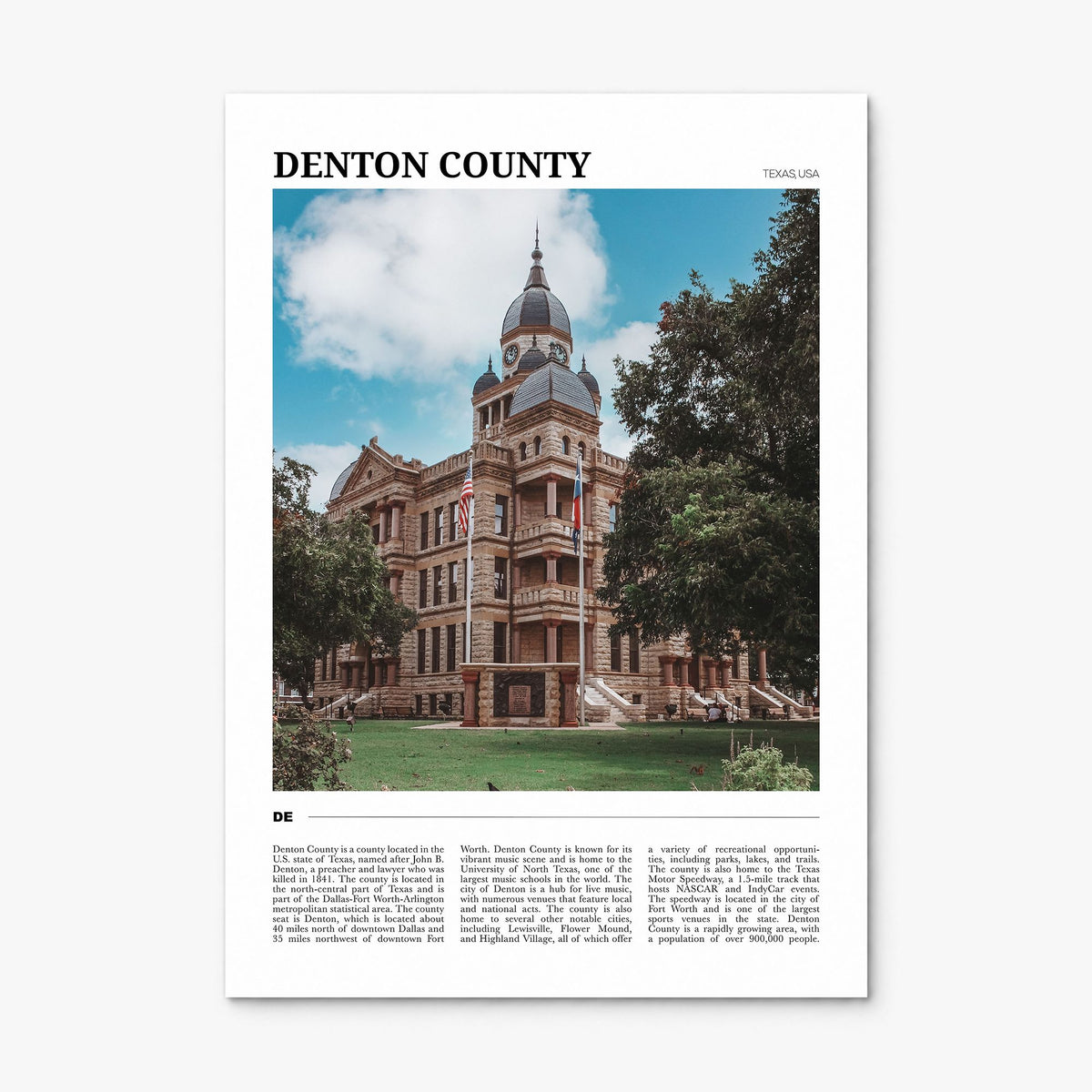 Denton County Travel Poster, print only (unframed)