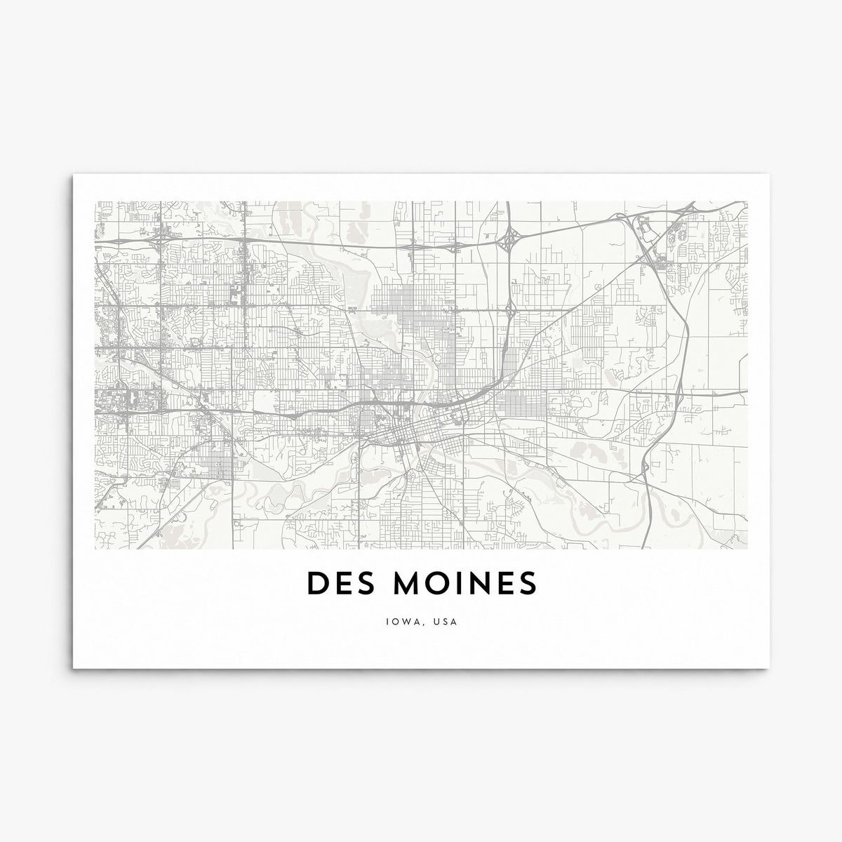 Des Moines Map Poster, print only (unframed)