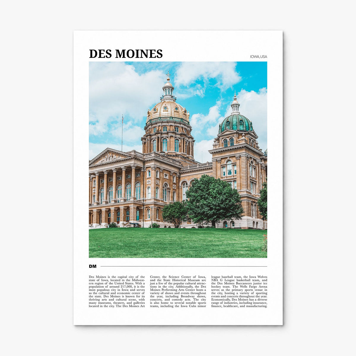 Des Moines Travel No 1 Poster, print only (unframed)