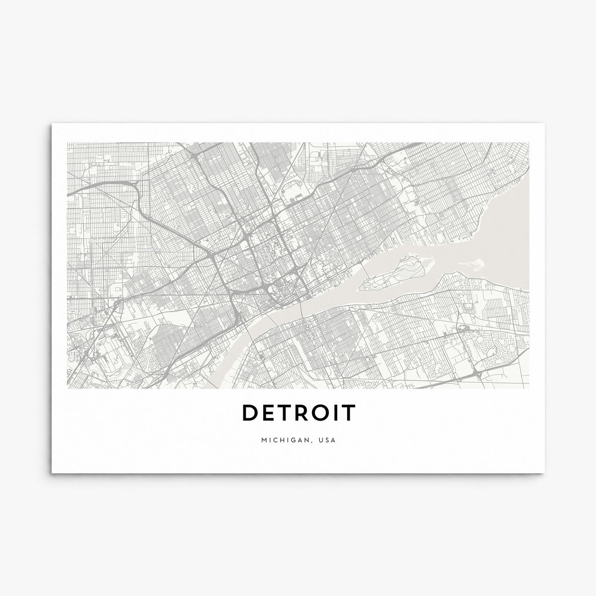 Detroit Map Poster, print only (unframed)