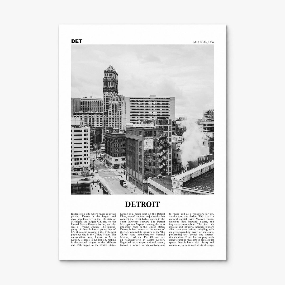 Detroit Newspaper No 3 Poster, print only (unframed)