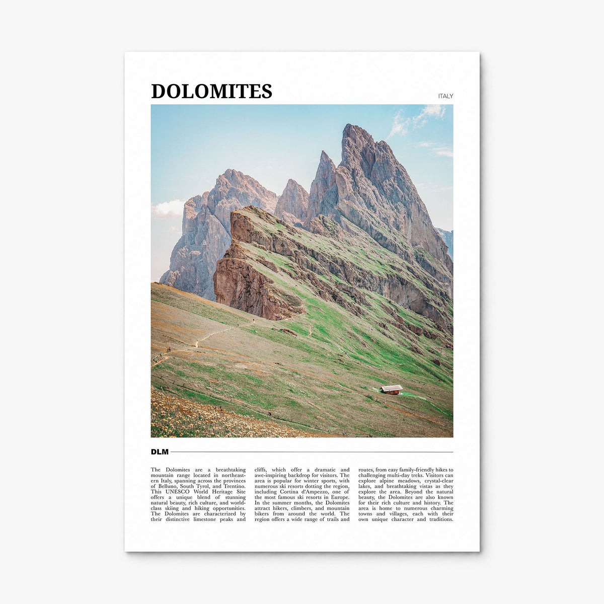 Dolomites Travel Poster, print only (unframed)