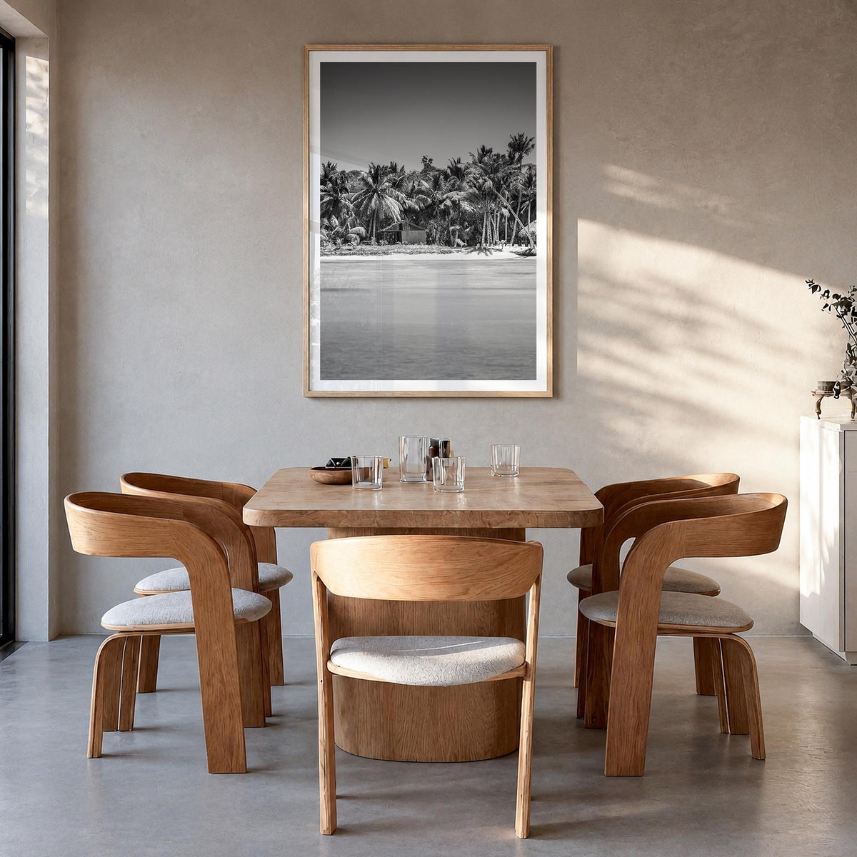 Dominican Republic no. 1 black & white photo poster of Caribbean – vertical wall art in natural wood frame with white border,