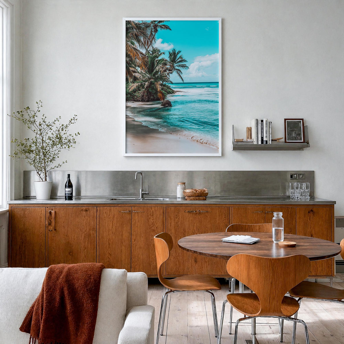 Dominican Republic no. 1 colorful photo poster of Caribbean – vertical wall art in white wood frame, hanging on wall