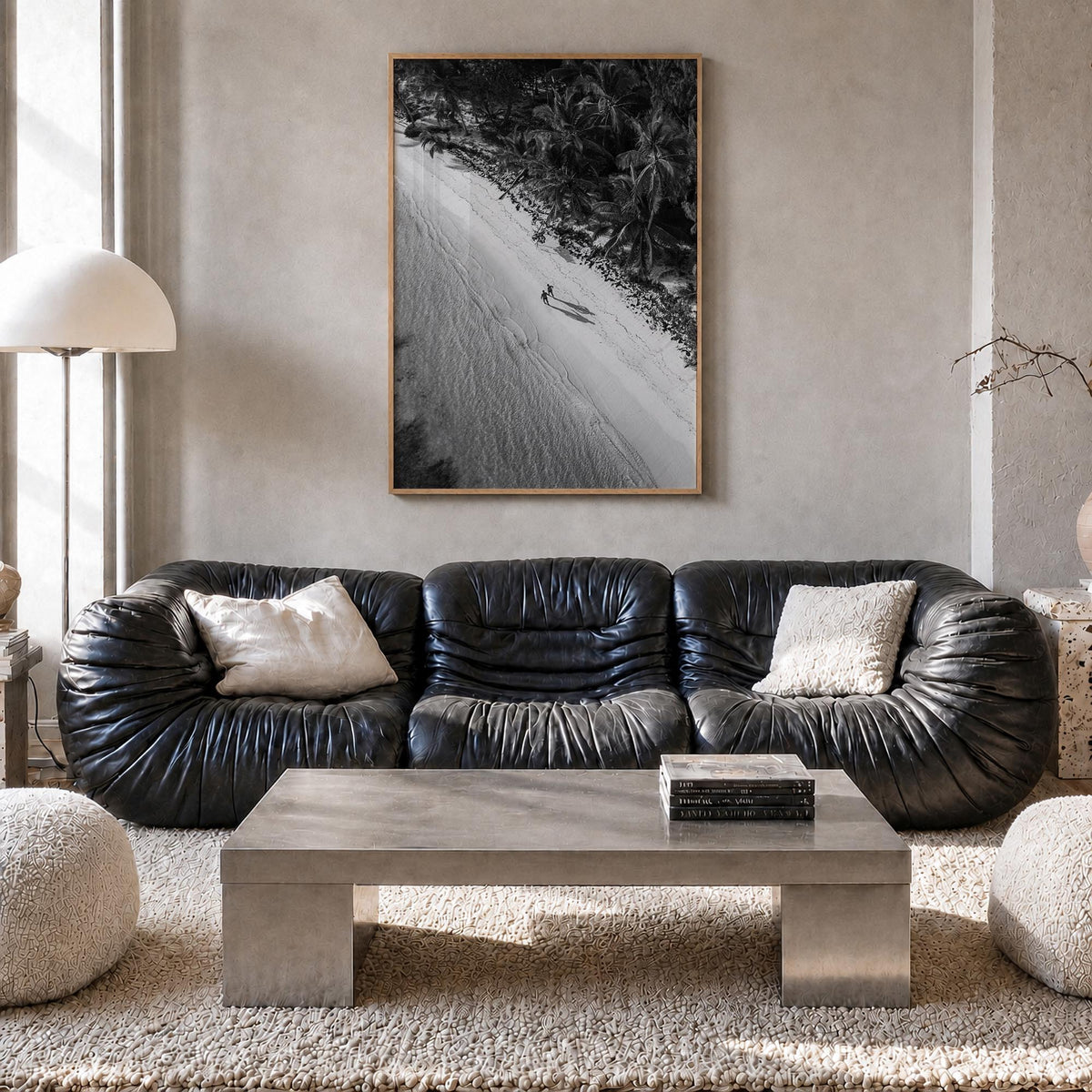 Dominican Republic no. 2 black & white photo poster of Caribbean – vertical wall art in natural wood frame, hanging on wall