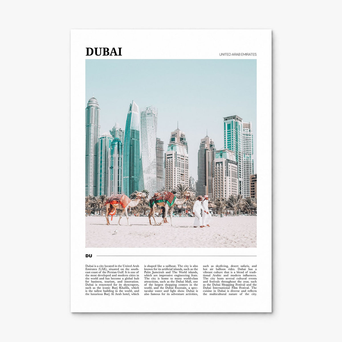 Dubai Travel Poster, print only (unframed)
