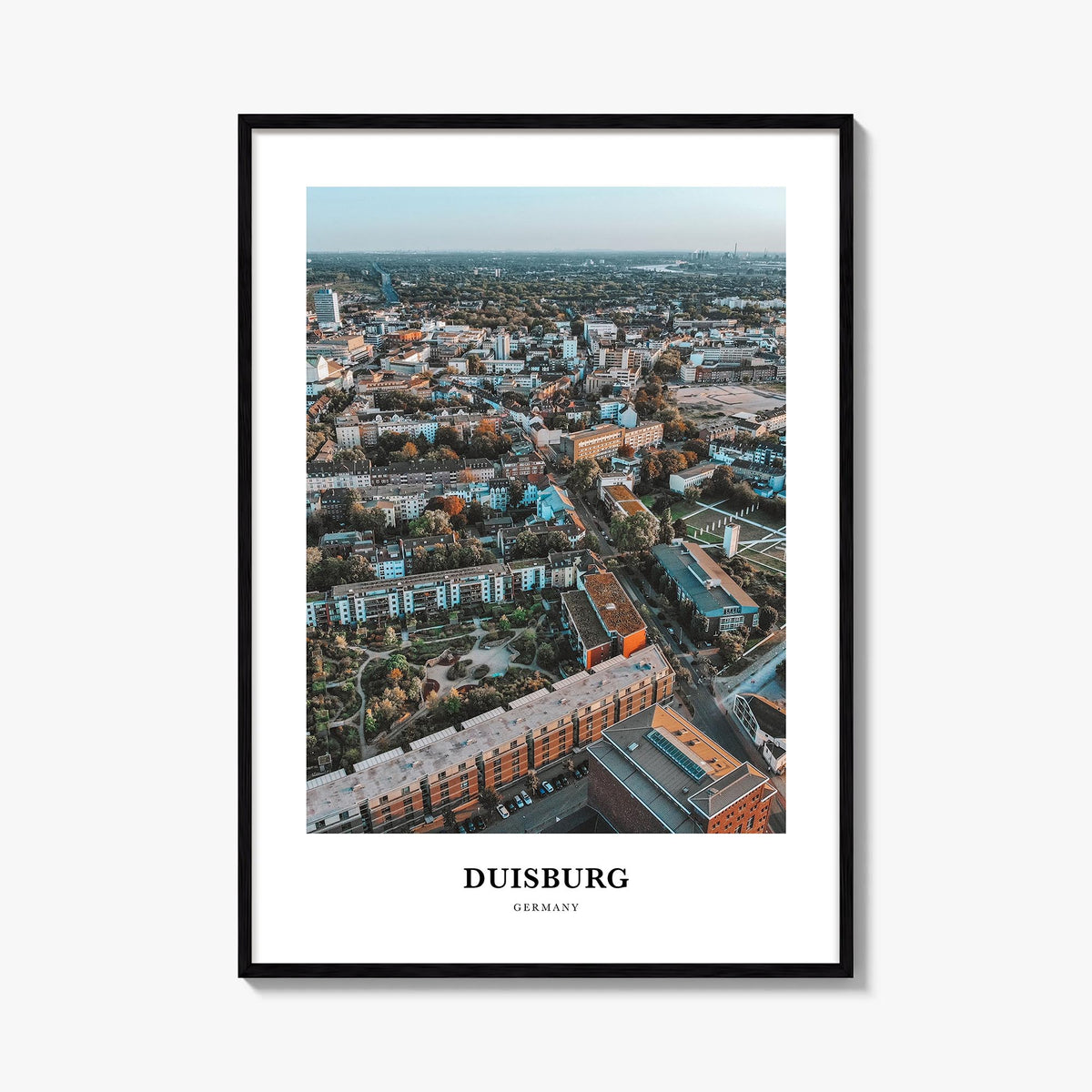 Duisburg colorful classic poster of Germany – vertical wall art, unframed print shown in interior mockup