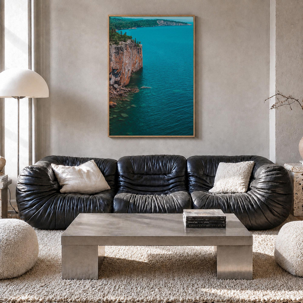 Duluth colorful photo poster of Minnesota, USA – vertical wall art in natural wood frame, hanging on wall