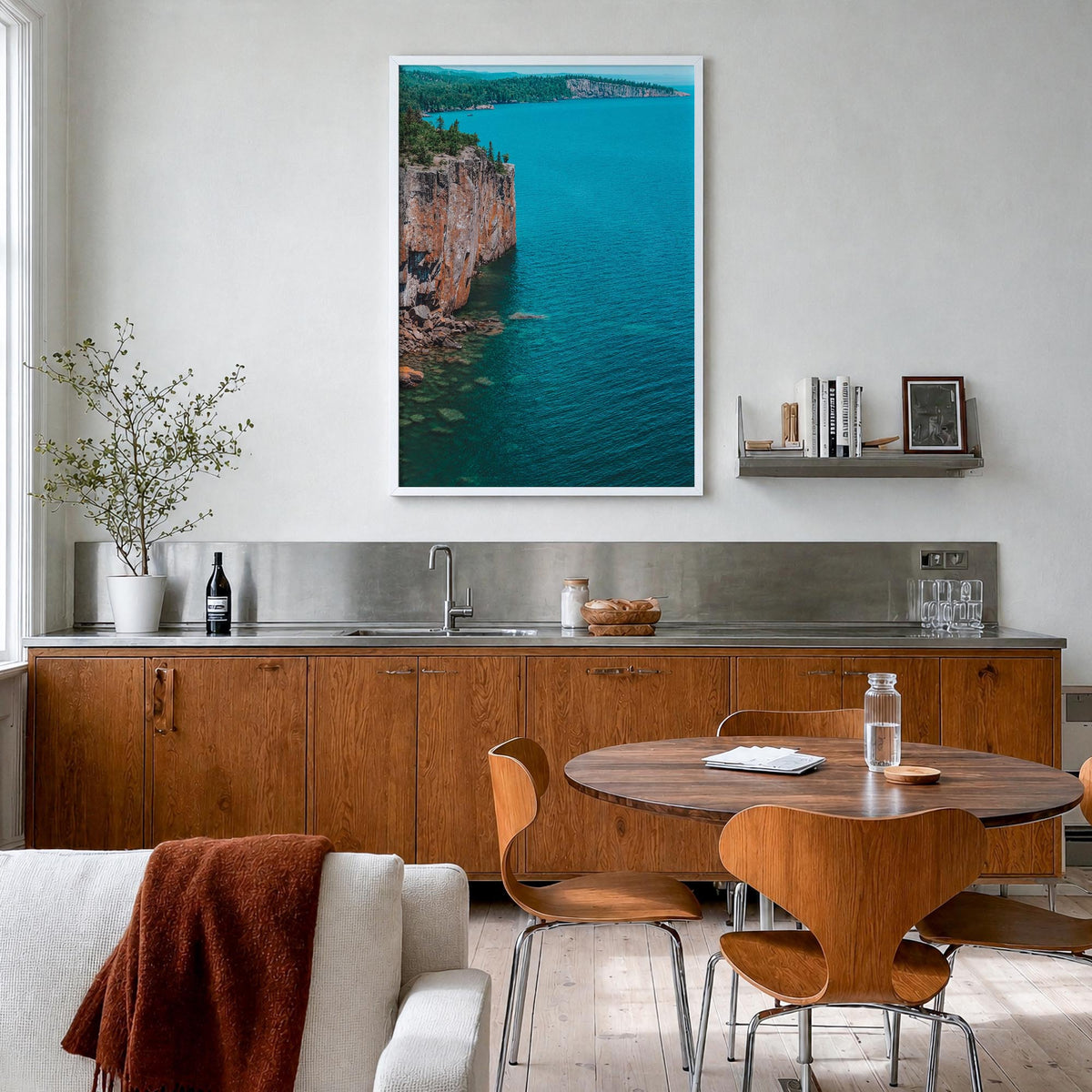Duluth colorful photo poster of Minnesota, USA – vertical wall art in white wood frame, hanging on wall