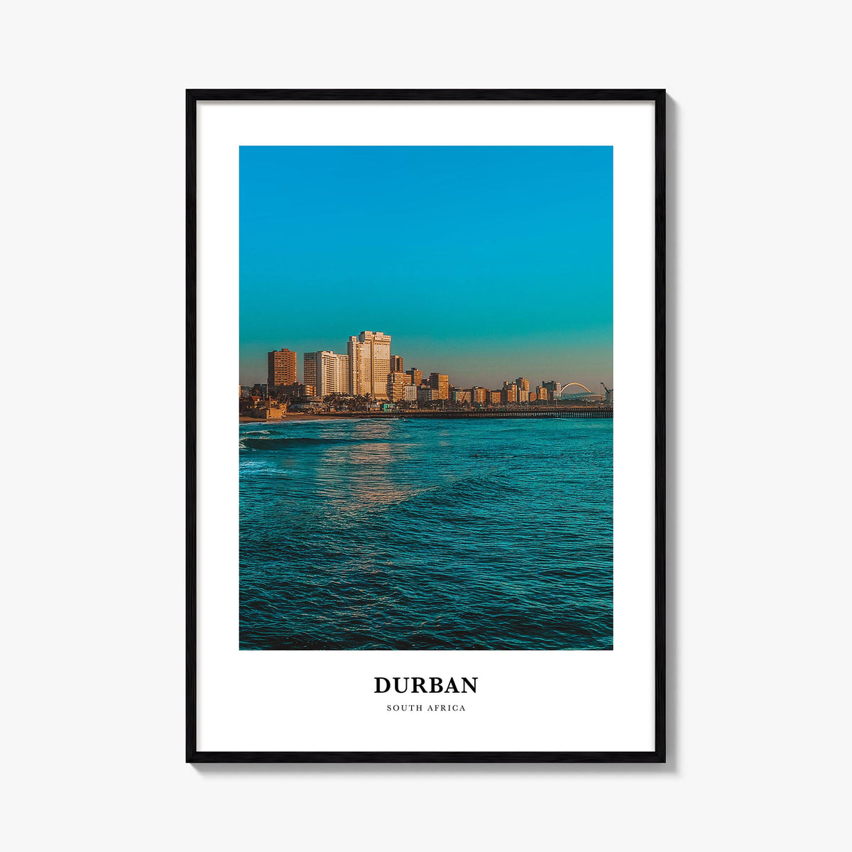 Durban colorful classic poster of South Africa – vertical wall art, unframed print shown in interior mockup