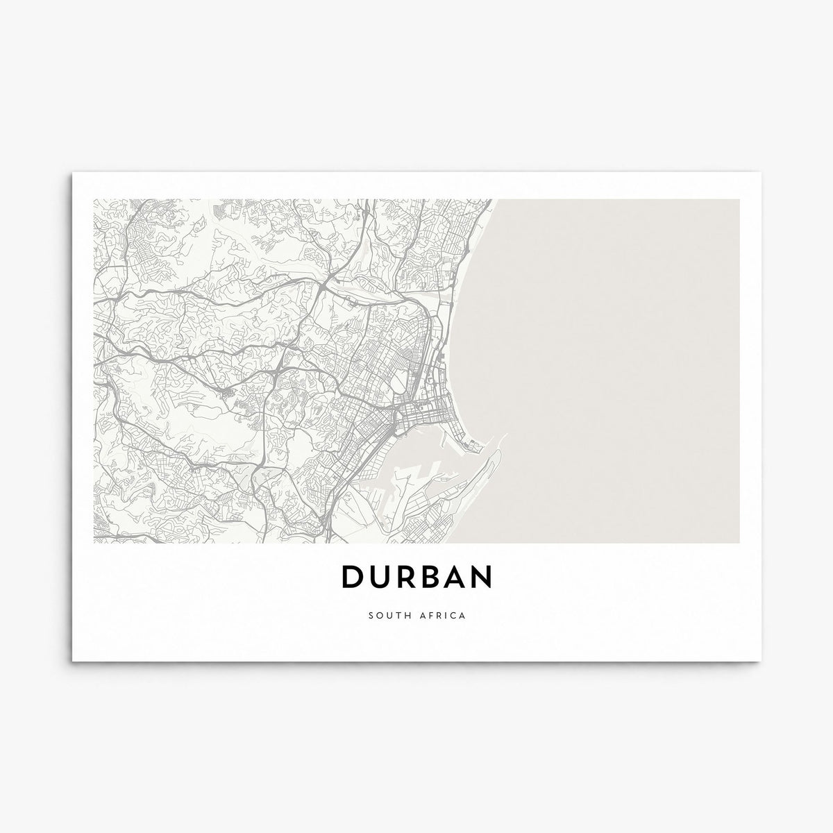 Durban Map Poster, print only (unframed)