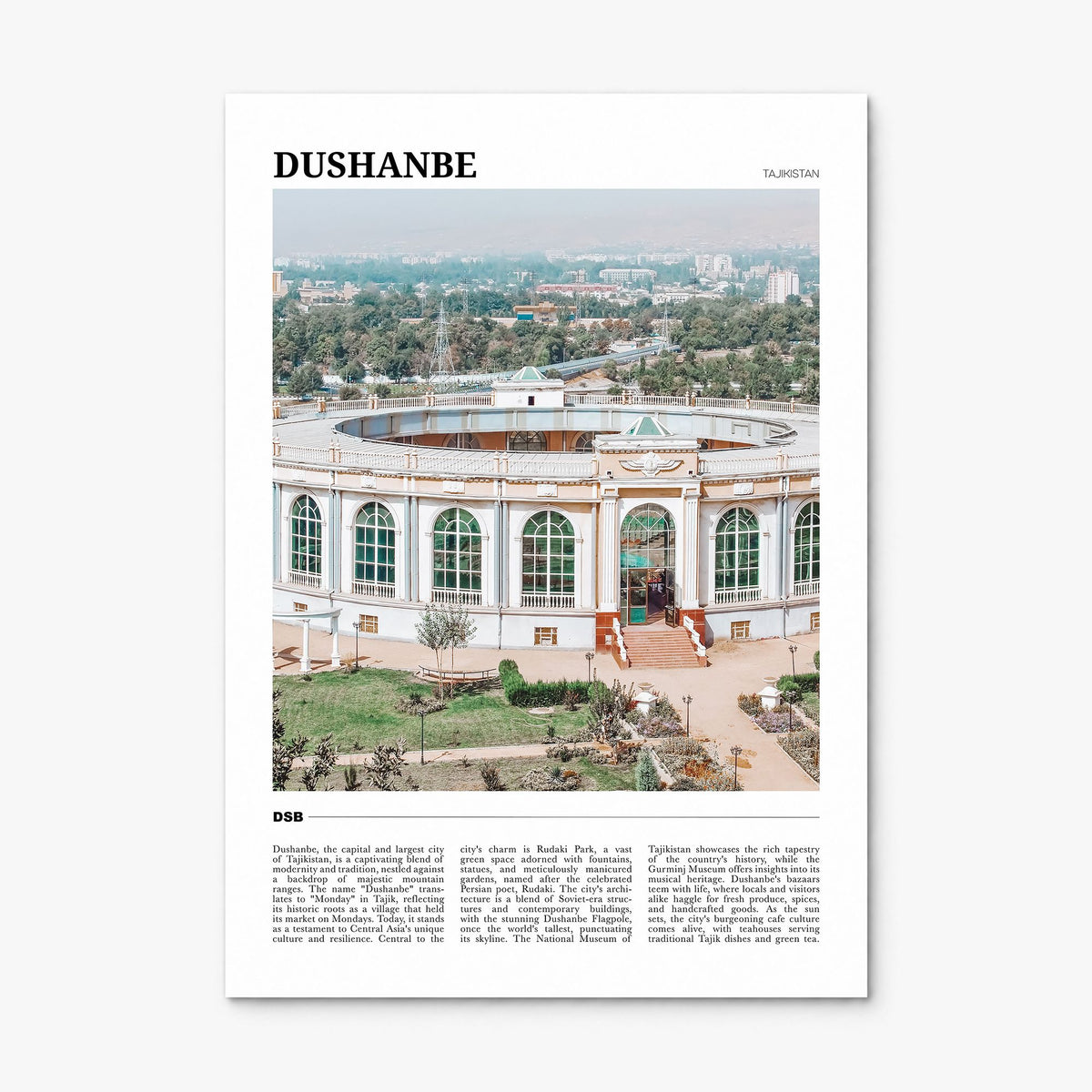 Dushanbe Travel Poster, print only (unframed)