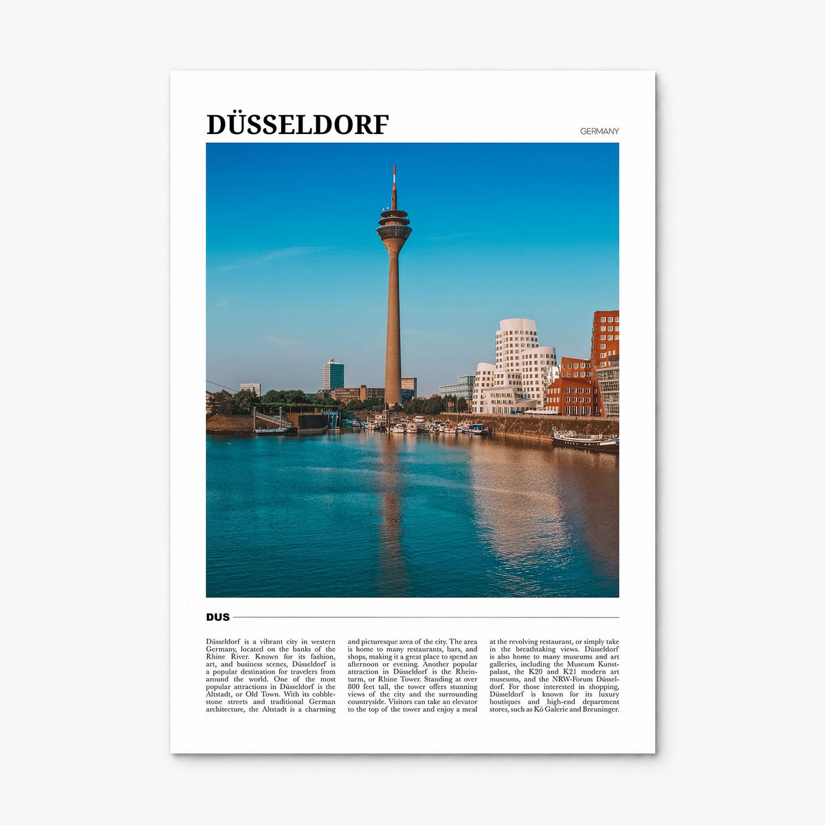 Düsseldorf Travel Poster, print only (unframed)