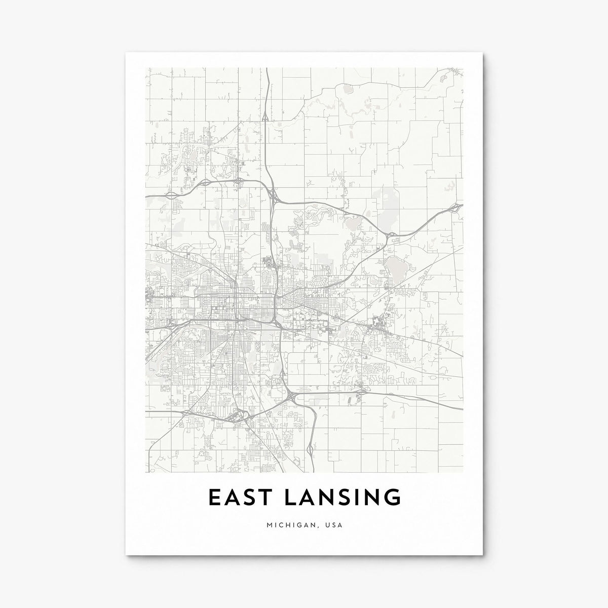 East Lansing Map Poster, print only (unframed)