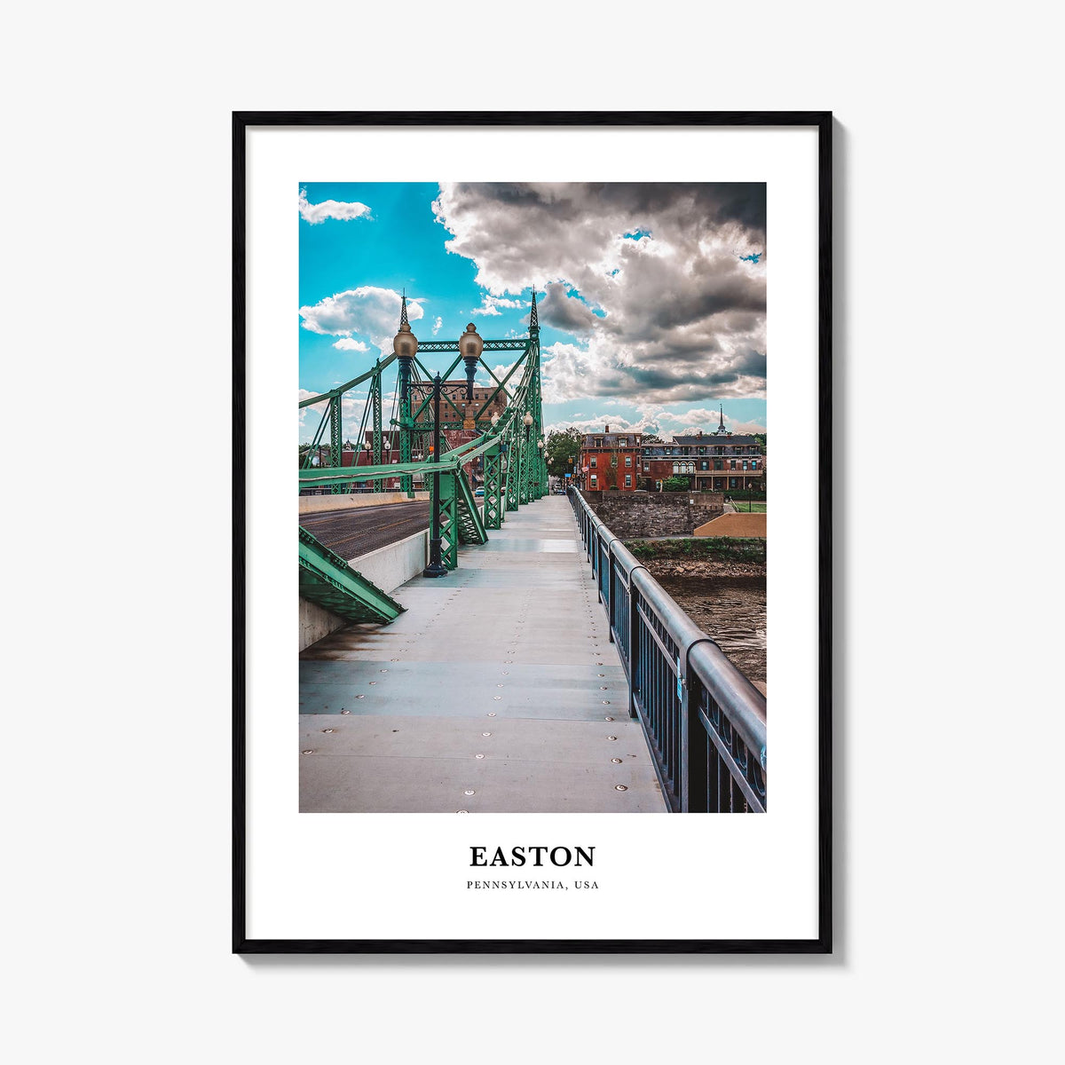 Easton colorful classic poster of Pennsylvania, USA – vertical wall art, unframed print shown in interior mockup