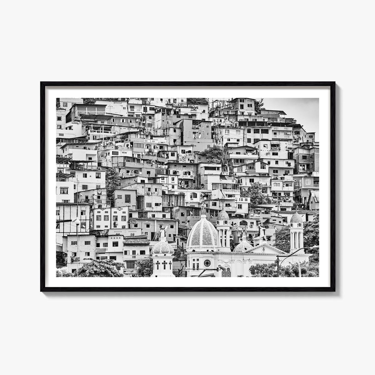 Ecuador black & white photo poster of South America – horizontal wall art, unframed print shown in interior mockup