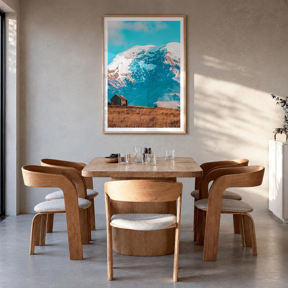 Ecuador no. 1 colorful photo poster of South America – vertical wall art in natural wood frame with white border, hanging on