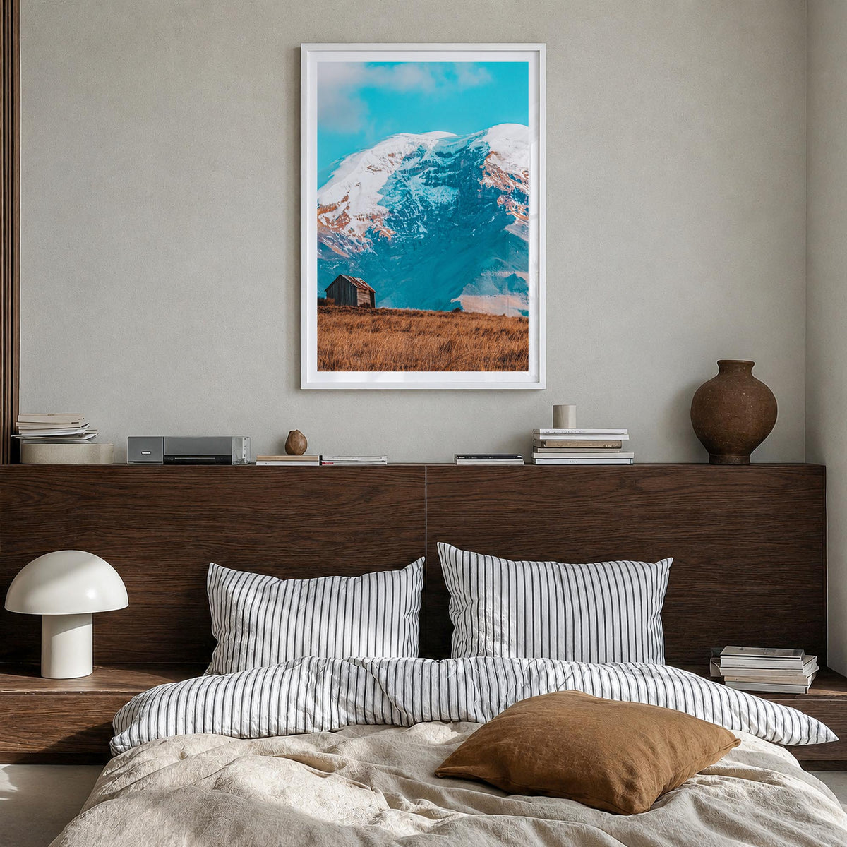 Ecuador no. 1 colorful photo poster of South America – vertical wall art in white wood frame with white border, hanging on wa