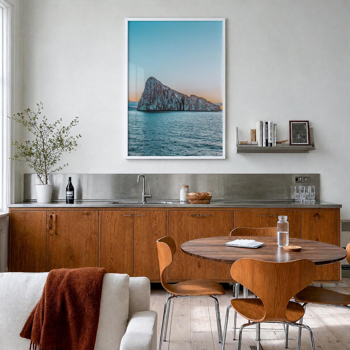 Ecuador no. 2 colorful photo poster of South America – vertical wall art in white wood frame, hanging on wall