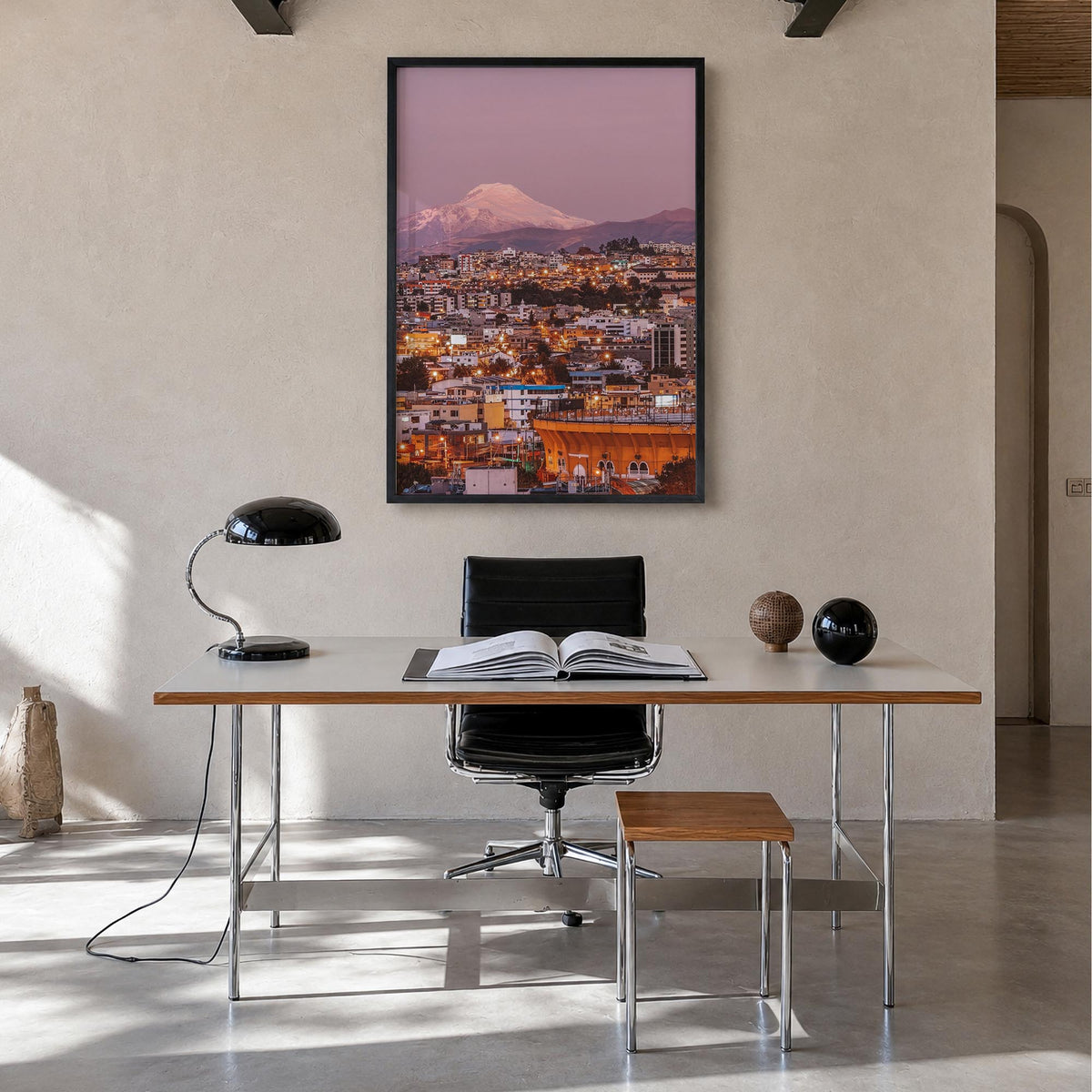Ecuador no. 3 colorful photo poster of South America – vertical wall art in black wood frame, hanging on wall