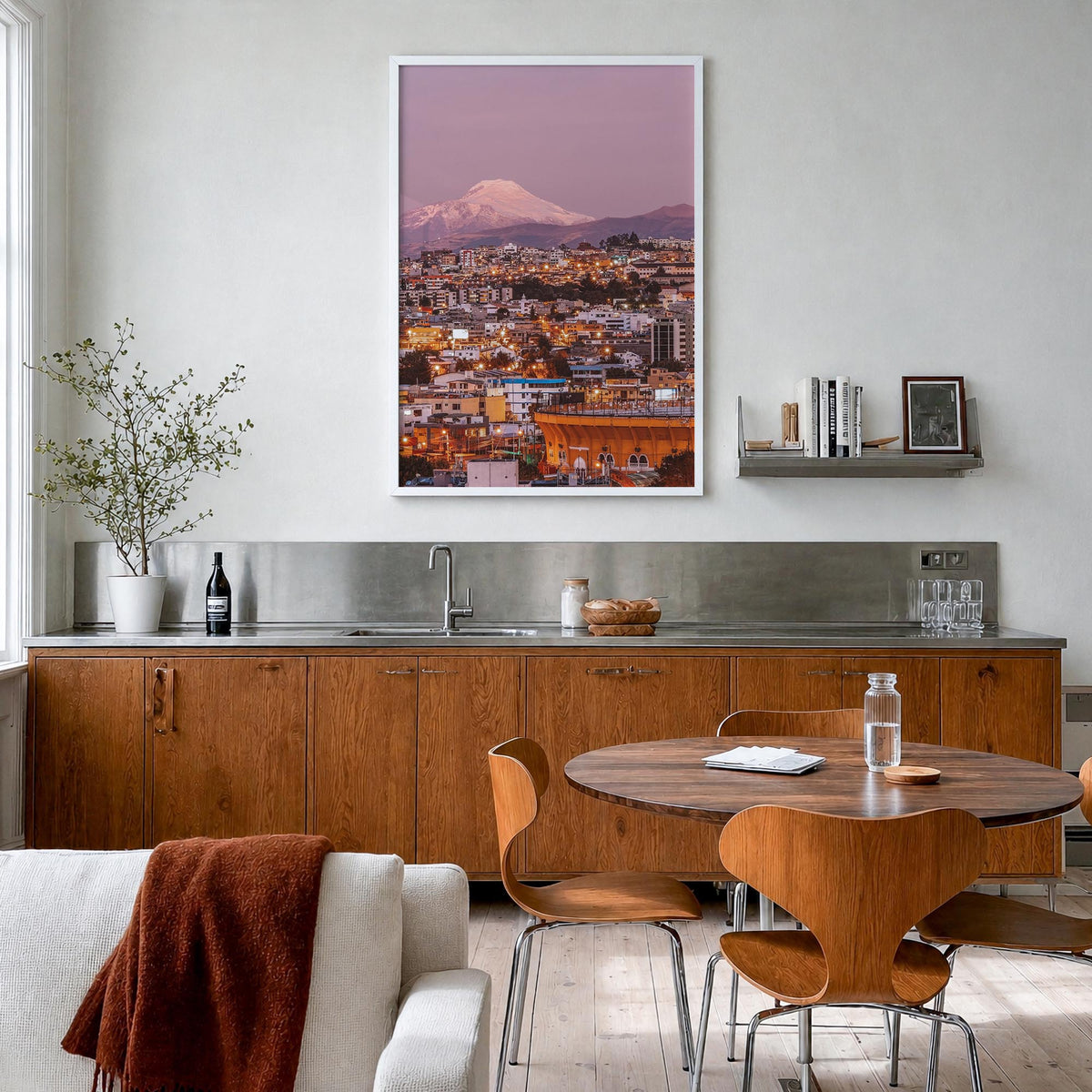 Ecuador no. 3 colorful photo poster of South America – vertical wall art in white wood frame, hanging on wall
