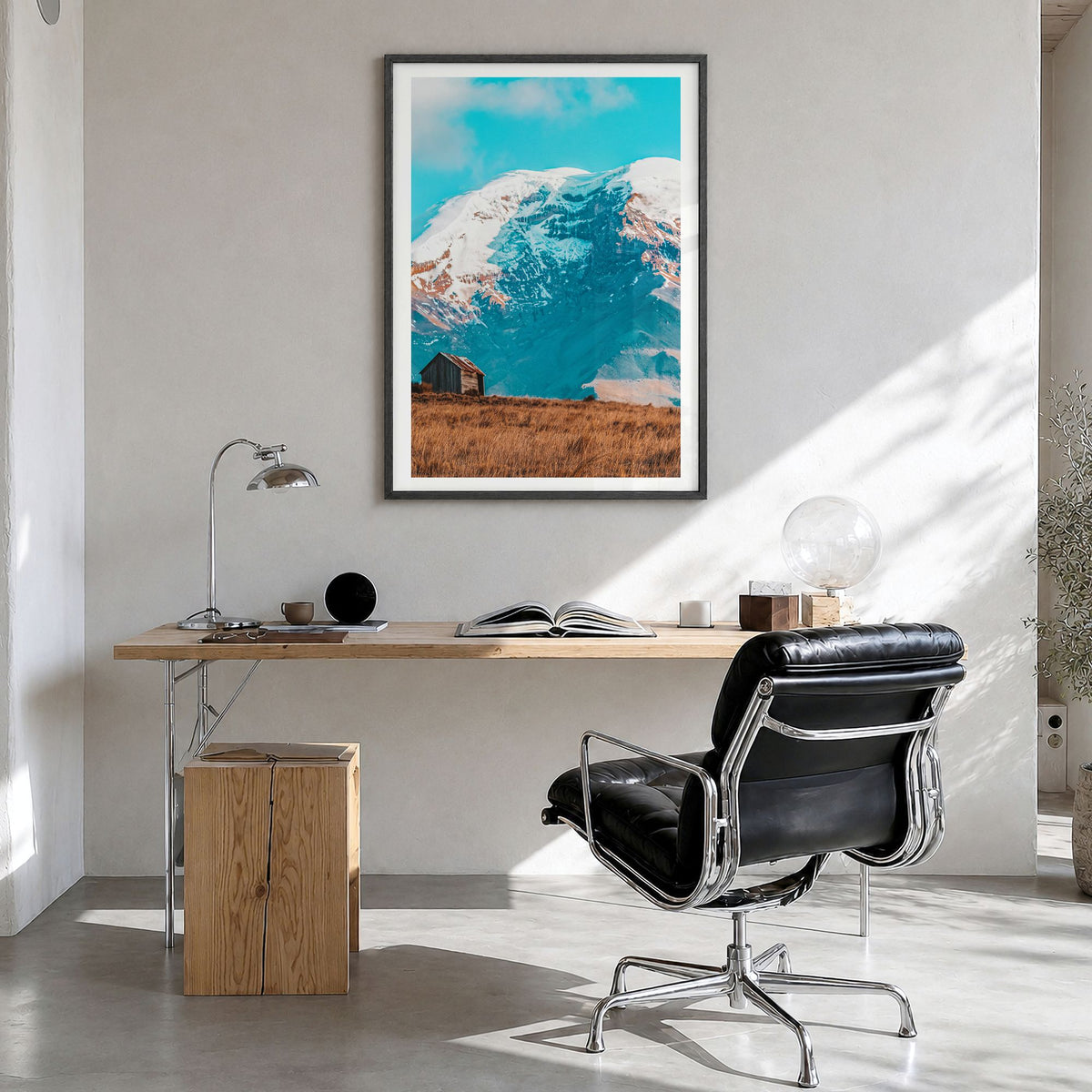 Ecuador Photo No 1 Poster in a black wood frame, hanging in a bright home office, white border
