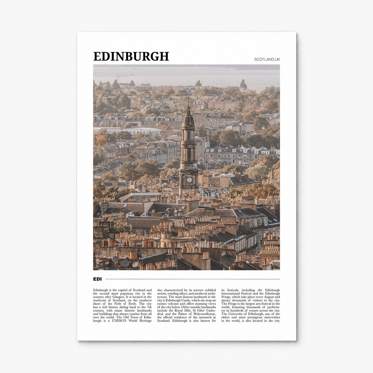 Edinburgh Travel Poster, print only (unframed)